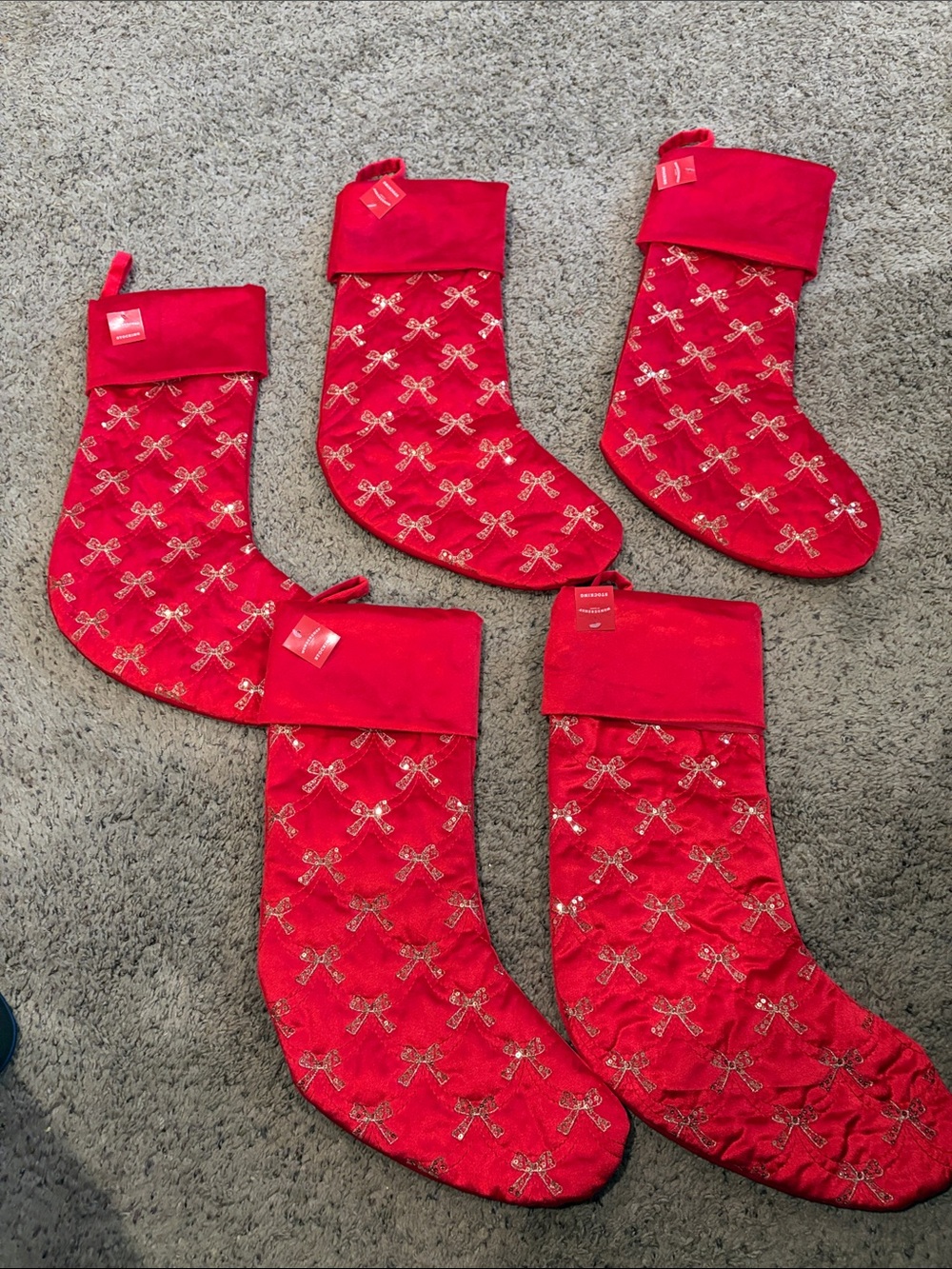 5 piece bundle new Wondershop Red Velvet Stocking with beautiful gold bow